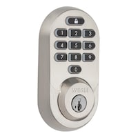 Weiser Halo Keypad Door Lock, Satin Nickel Front_Three_Fourths_Angled_Right