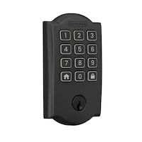 Schlage Arrive Smart WiFi Deadbolt Camelot, Matte Black Front_Three_Fourths_Angled_Right