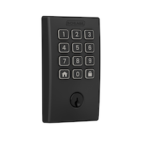 Schlage Arrive Century Door Lock, Matte Black Front_Three_Fourths_Angled_Right