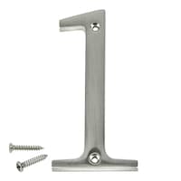 Hillman 843329 Steel 4-in Rust-Proof Screw-On Flush Mount House Number, Assorted Options, Satin Nickel Composite_or_Mixed