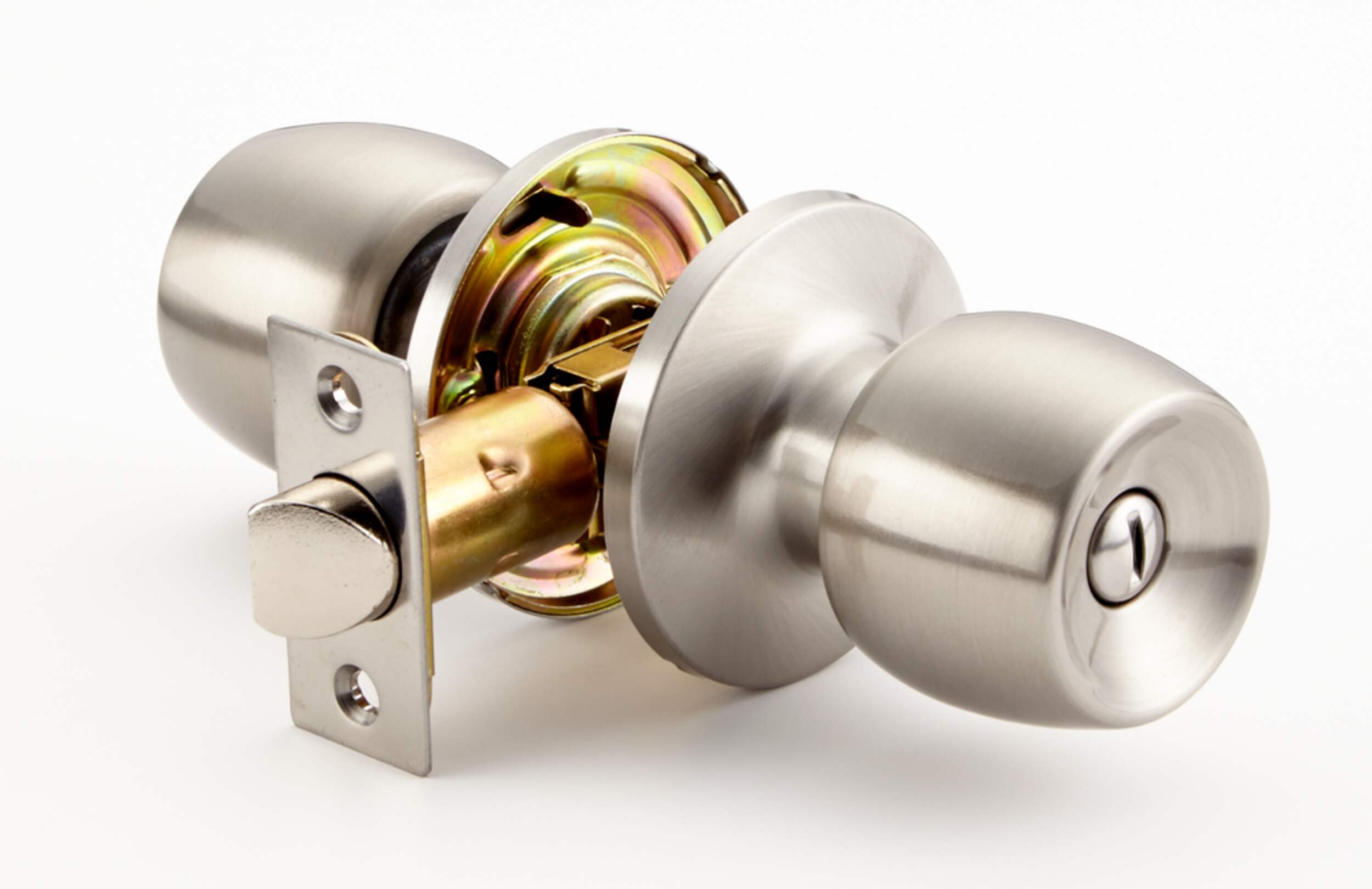 Garrison Devon Privacy Door Knob Lock Set, Satin Nickel Front_Angled_Right