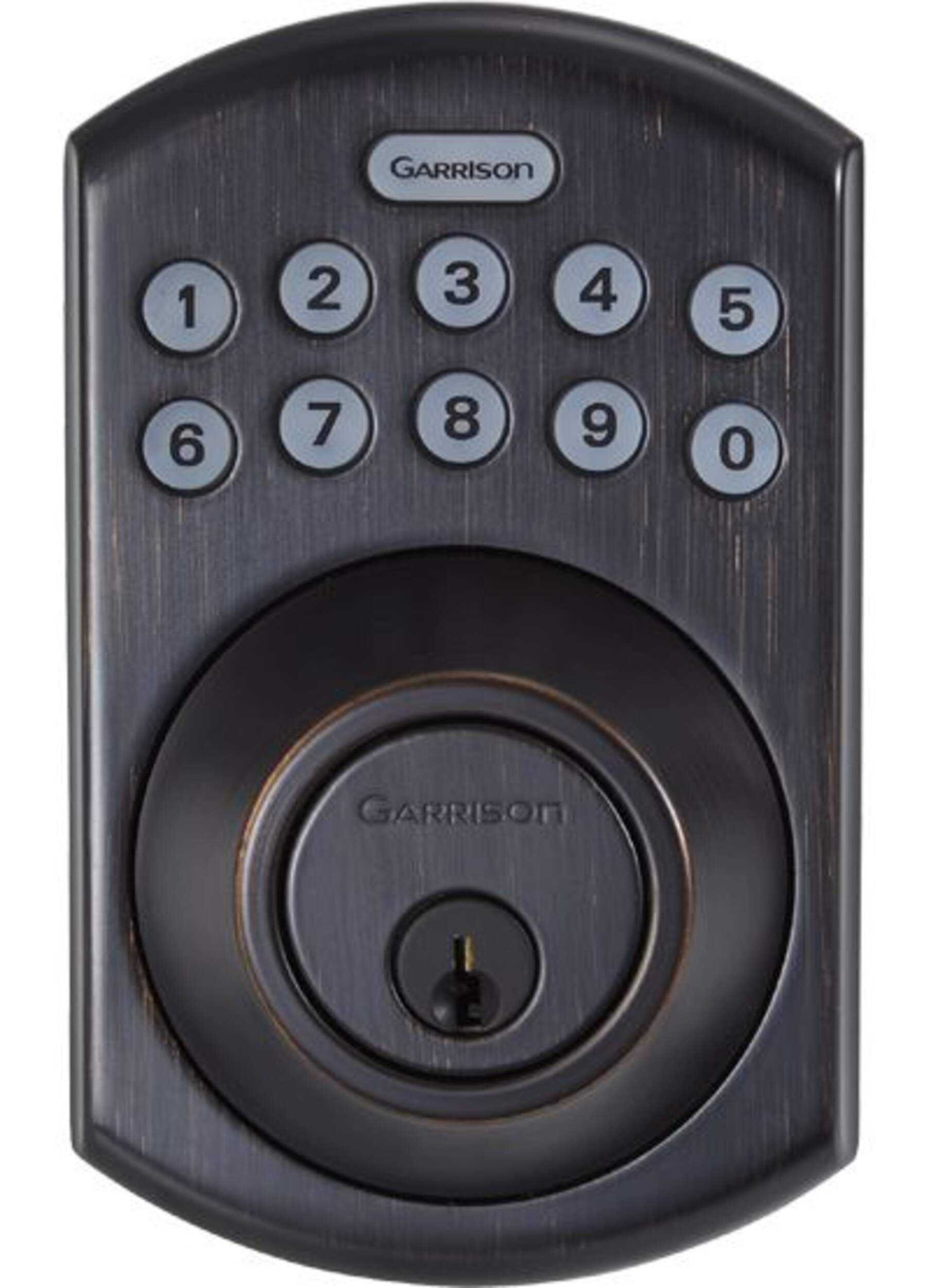 Garrison Electronic Deadbolt Door Lock, Oxidized Bronze Front_Flat