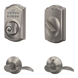 Schlage Camelot/Accent Electronic Keypad Deadbolt Door Lock & Lever Combo, Satin Nickel Composite_or_Mixed