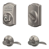 Schlage Camelot/Accent Electronic Keypad Deadbolt Door Lock & Lever Combo, Satin Nickel Composite_or_Mixed