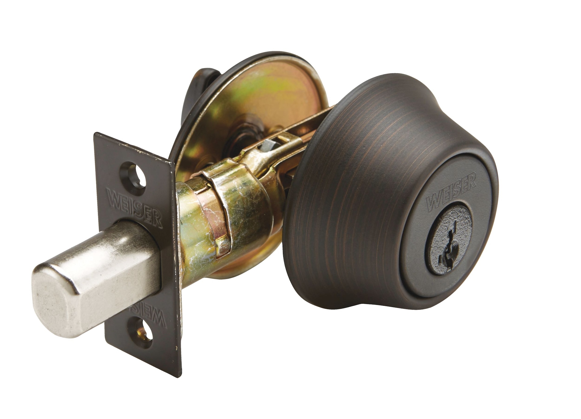 Weiser SingleCylinder Round Deadbolt Door Lock, Veniatian Bronze