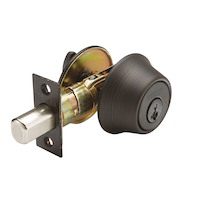 Serrure ronde à pêne dormant Weiser Elements, serrure de porte avant homologuée ANSI/BHMA niveau 3 dotée de la technologie SmartKey, bronze vénitien Front_Angled_Right
