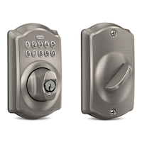 Schlage Camelot Electronic Keypad Deadbolt, Rated AAA Security, Satin Nickel Front_Three_Fourths_Angled_Right
