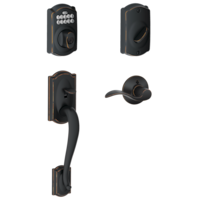 Système Schlage Camelot avec levier accentué, bronze patiné