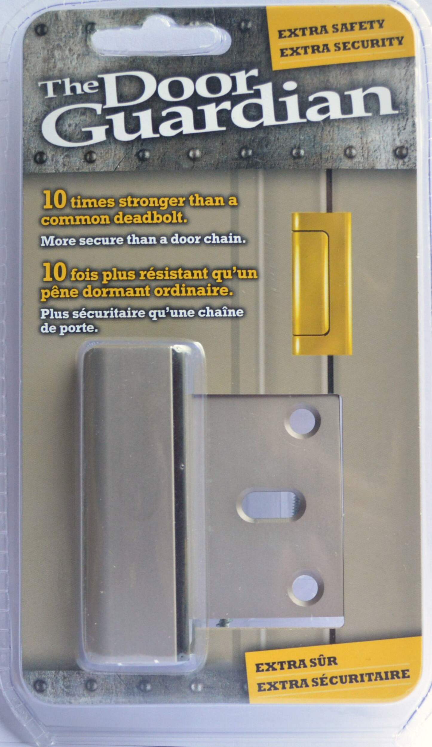 The Door Guardian Door Reinforcement Hinged Lock, Nickel Front_Flat