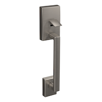 Schlage Century Bottom Grip Handle Set with Lattitude Lever, Satin Nickel Front_Angled_Right