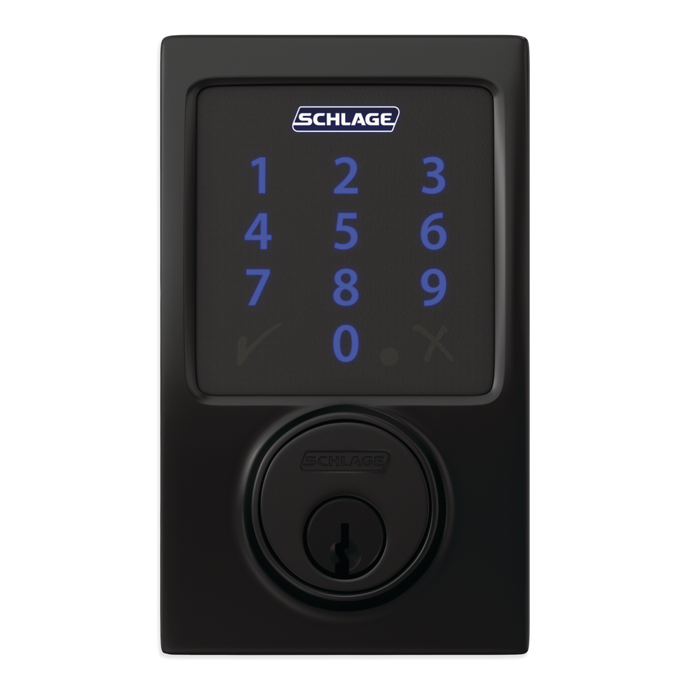 Schlage Connect Century Electronic Smart TouchScreen Keypad Deadbolt Door Lock, Matte Black