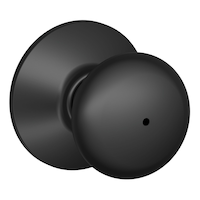 Poignée de porte pour chambre et salle de bain verrouillable Schlage Plymouth, noir mat Front_Angled_Right