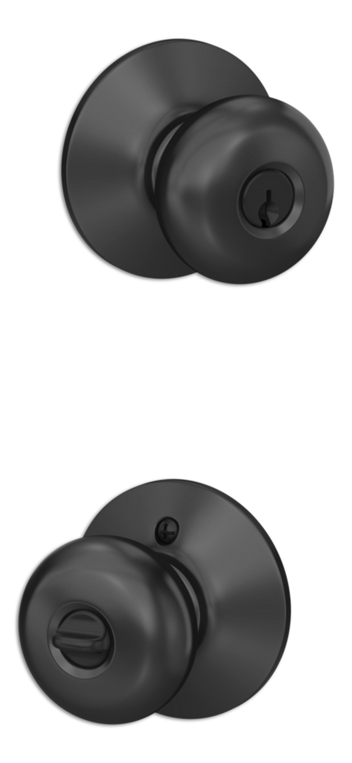 Schlage Plymouth Entry Keyed Ball Door Knob Lock Set, Matte Black