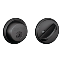 Schlage Single-Cylinder Round Deadbolt Door Lock, Matte Black Front_Angled_Right