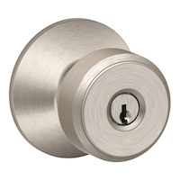 Schlage Bowery Entry Keyed Door Knob Lock Set, Satin Nickel Front_Angled_Right