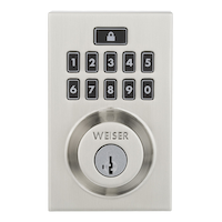 Weiser SmartCode 10 Electronic Keypad Deadbolt Door Lock, Satin Nickel Front_Flat