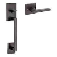 Poignées de porte avant Weiser San Clemente avec levier intérieur réversible Halifax, noir mat