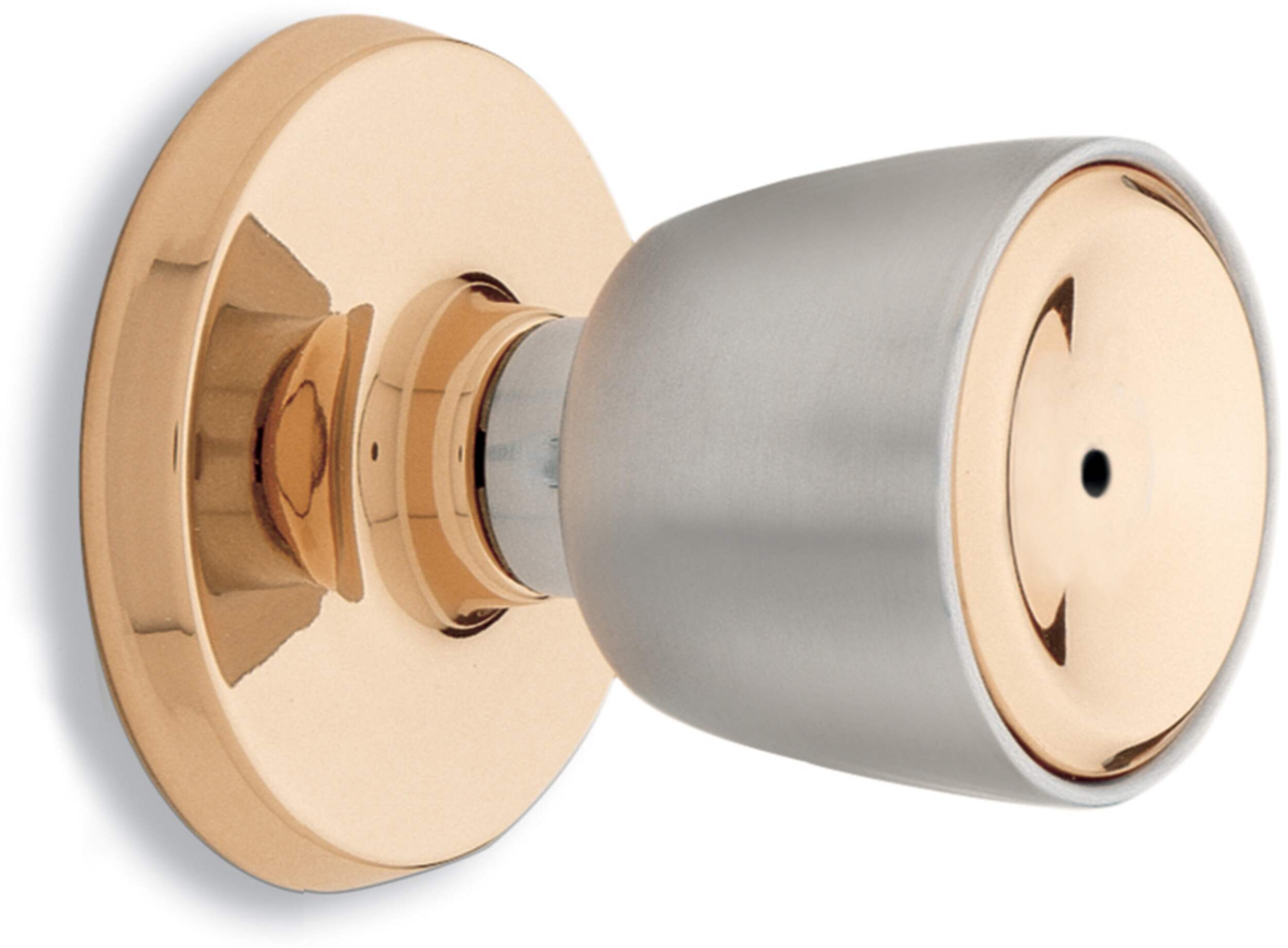 Weiser Beverly Privacy Locking Door Knob, Interior Door Handle with Privacy Lock from Bedroom and Bathroom, Chrome Brass Front_Three_Fourths_Angled_Right