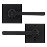 Poignée de porte Weiser Halifax avec serrure, levier d'entrée à clé pour porte d'entrée, chambre à coucher, salle de bain et bureau, noir mat
