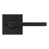 Poignée de porte Weiser Halifax avec serrure d'intimité, levier de porte verrouillable pour chambre à coucher, salle de bain et bureau, noir mat Front_Flat