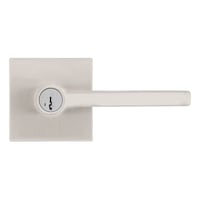 Weiser Halifax Door Handle with Lock, Keyed Entry Door Lever for Front Door, Bedroom, Bathroom & Office, Satin Nickel Front_Flat