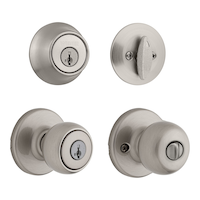 Weiser Fairfax Door Knob with Deadbolt, Reversible Exterior/Interior Entry Door Knob with Key and Deadbolt Lock, Satin Nickel Front_Angled_Right