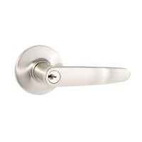 Serrure de porte d'entrée à clé à levier droit Garrison, nickel satiné