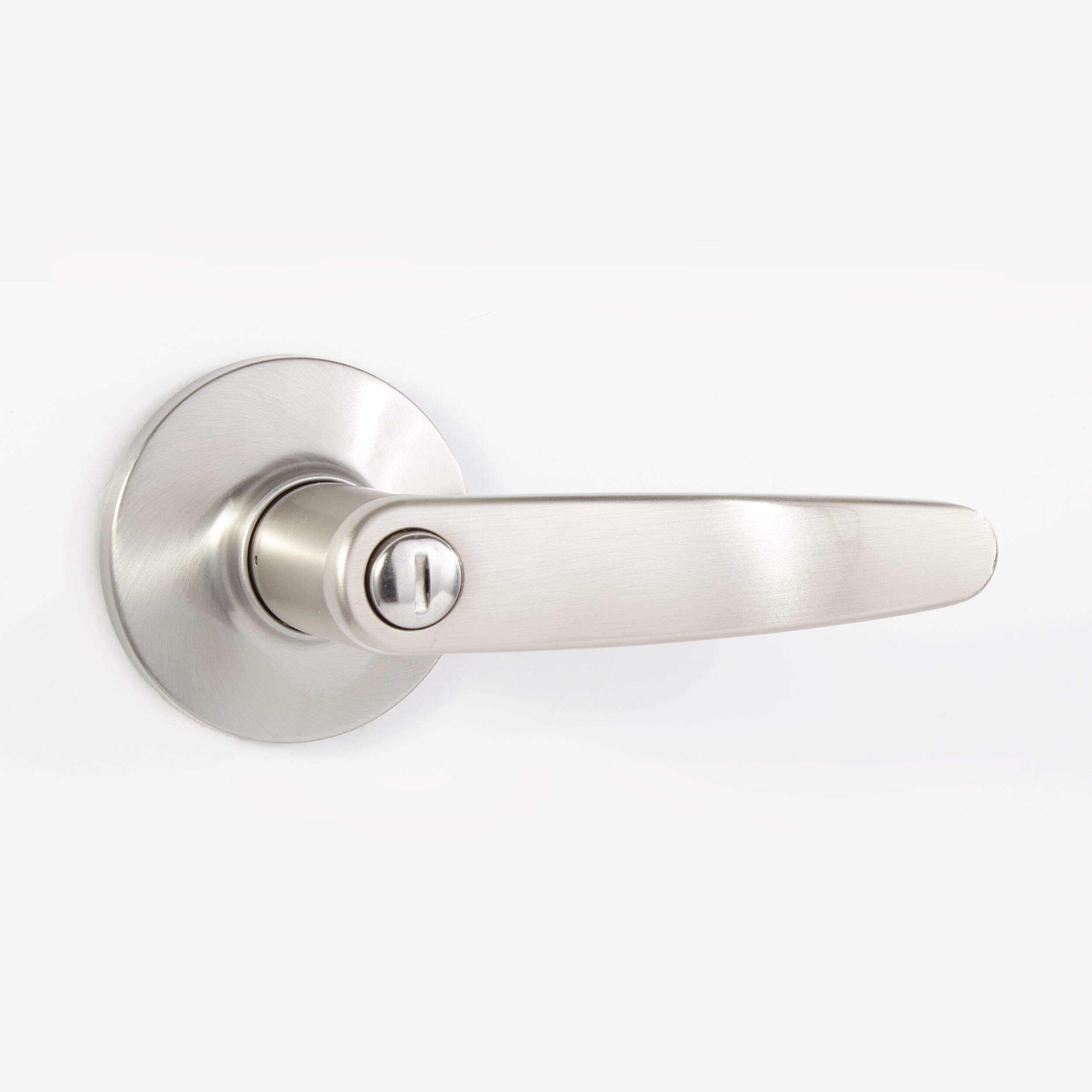 Serrure de porte à clé à levier Garrison Straight, nickel satiné Front_Flat