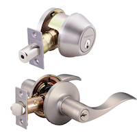 Garrison Queen Round Deadbolt Door Lock & Lever Combo, Satin Nickel
