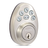 Serrure à pêne dormant électronique ronde Garrison, nickel satiné Front_Angled_Right