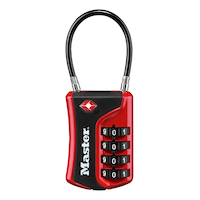 Master Lock 36mm-Wide Resettable Numeric-Combination 4-Dial TSA Luggage Lock, Assorted Colours Front_Flat