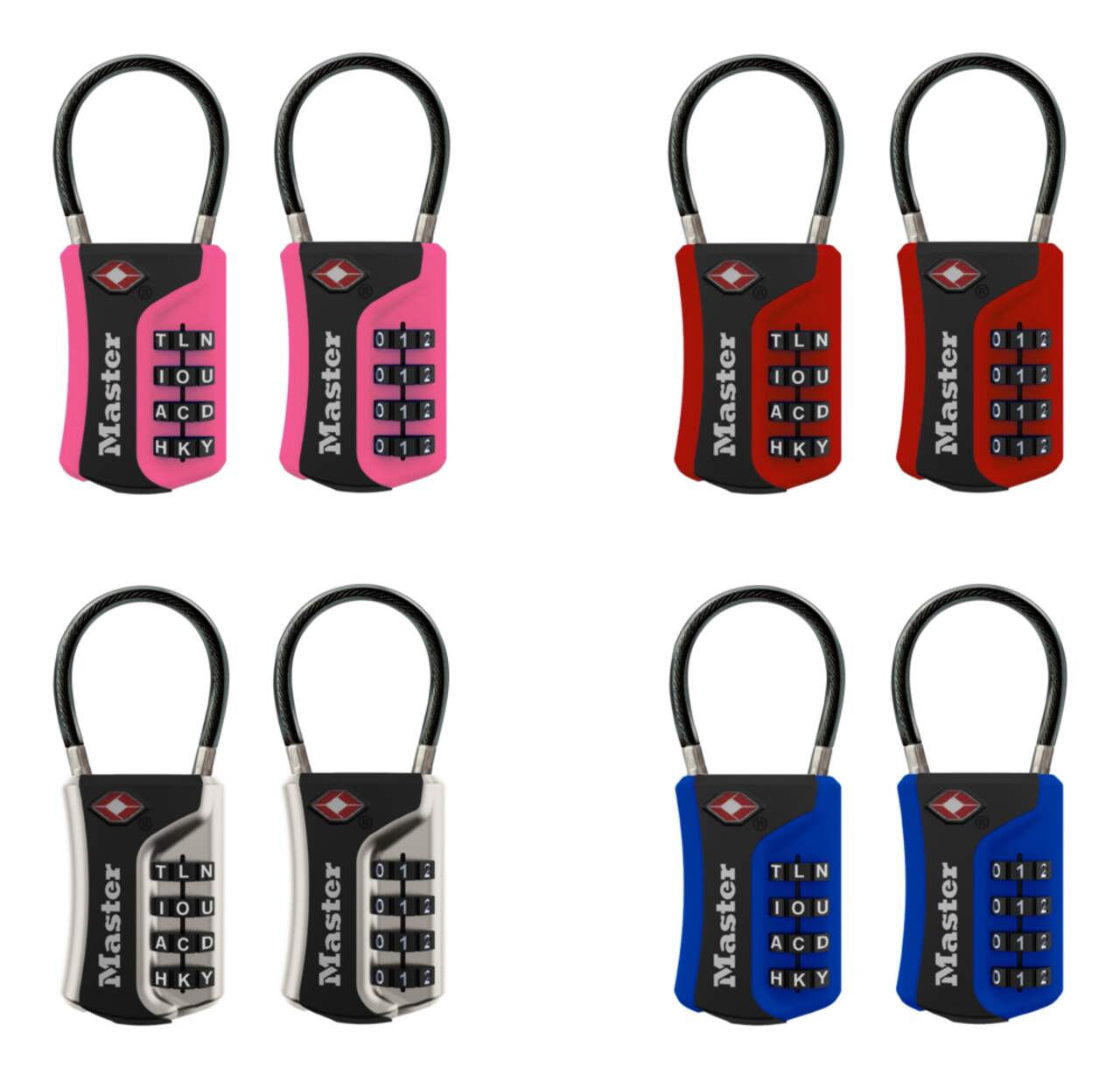 Master Lock 36mm Wide Resettable Numeric Combination 4 Dial TSA Luggage Lock Assorted Colours Canadian Tire