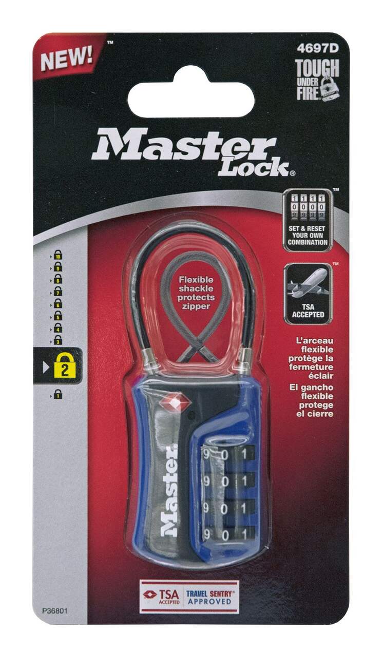 Cadenas à combinaison numérique à 3 chiffres préréglé Master Lock, 48 mm de  largeur, argent, paq. 2