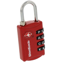 Wordlock Resettable Numeric-Combination 4-Dial TSA Luggage Lock, Red Front_Angled_Right