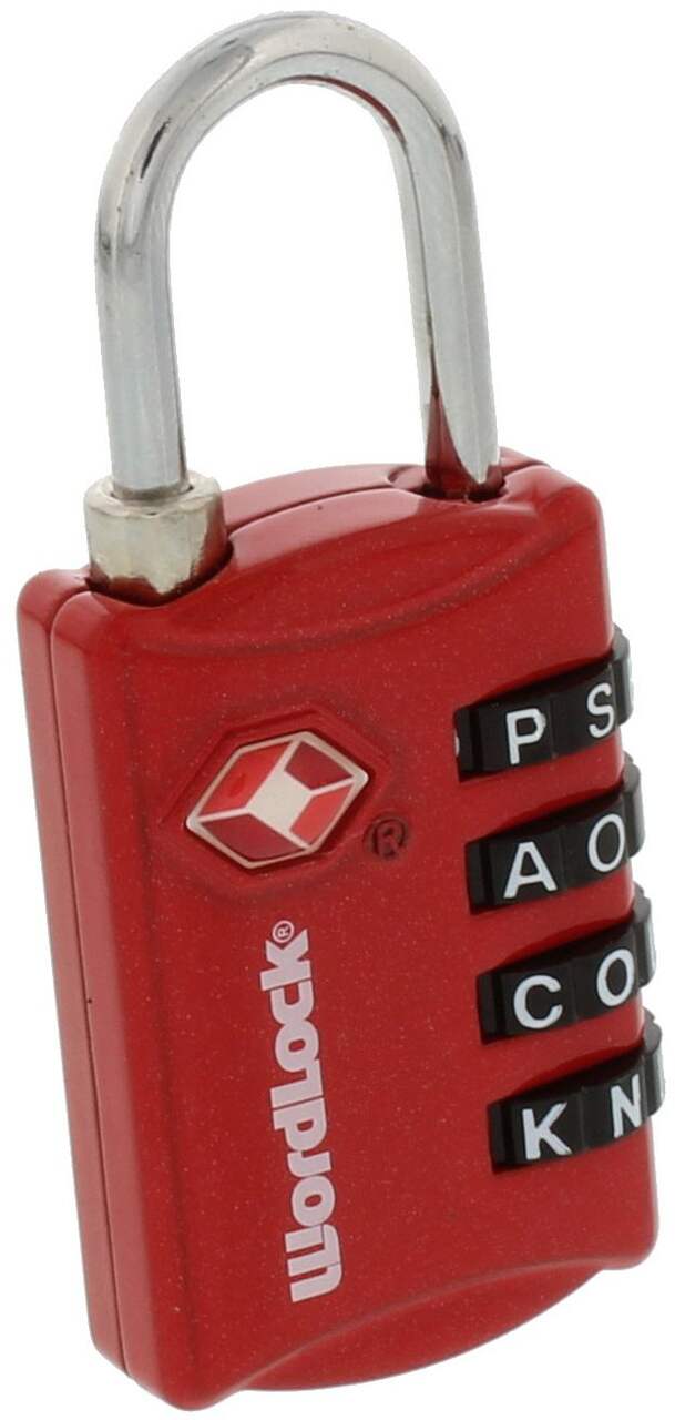 Cadenas à bagages TSA à combinaison numérique à 4 chiffres rréinitialisable  Wordlock, rouge