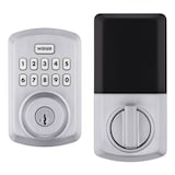 Weiser Powerbolt 3 Keyless Entry Deadbolt Lock, 10-Button Keypad Door Lock with Auto Lock and 12-Month Battery Life, Satin Chrome Front_Flat