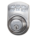 Garrison Electronic Keypad Deadbolt, Manual Drive, Satin Nickel Front_Three_Fourths_Angled_Left