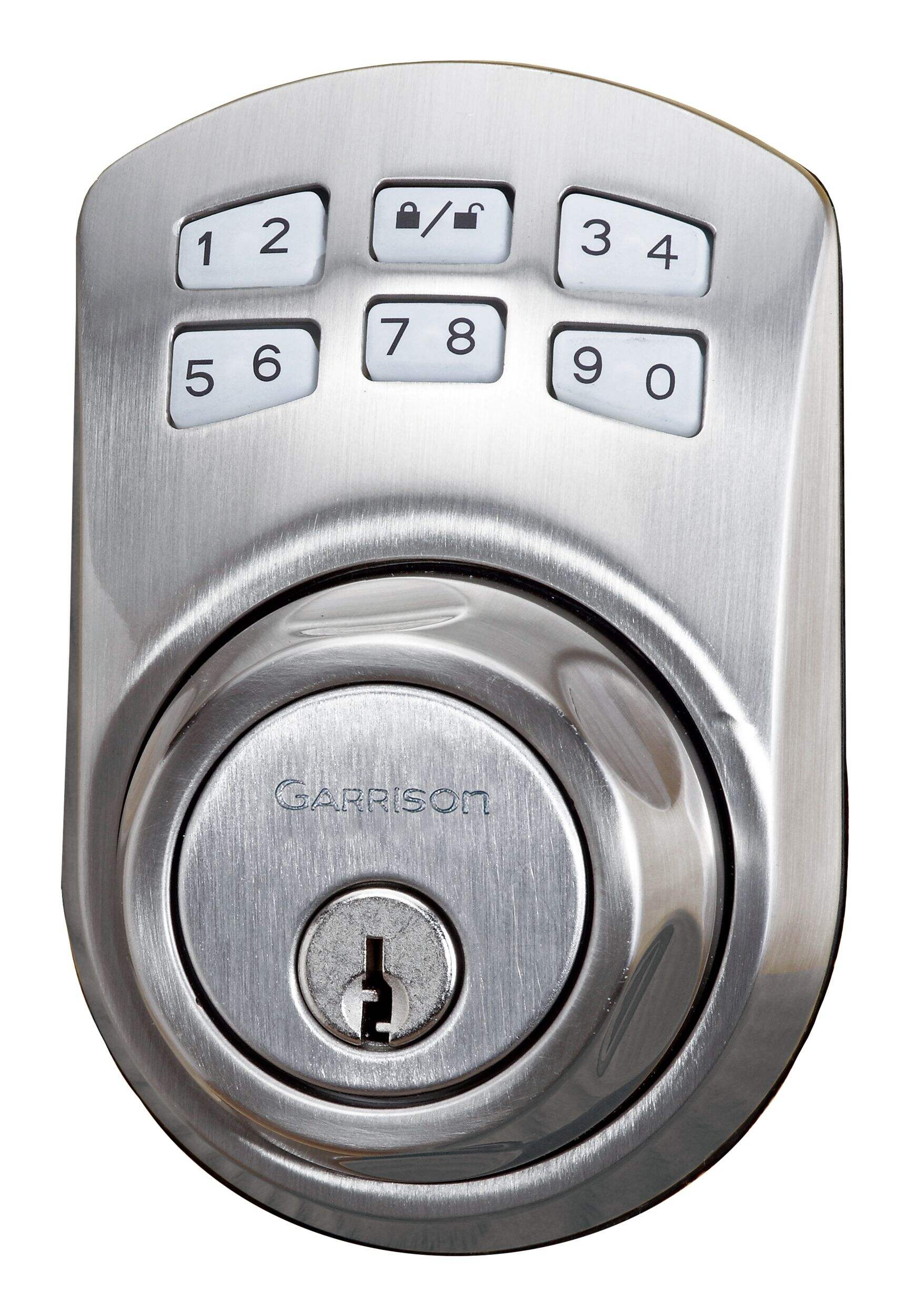 Garrison Electronic Keypad Deadbolt, Manual Drive, Satin Nickel
