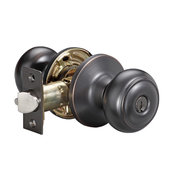 Garrison Palace Entry Keyed Door Knob Lock Set, Satin Oxidized Bronze