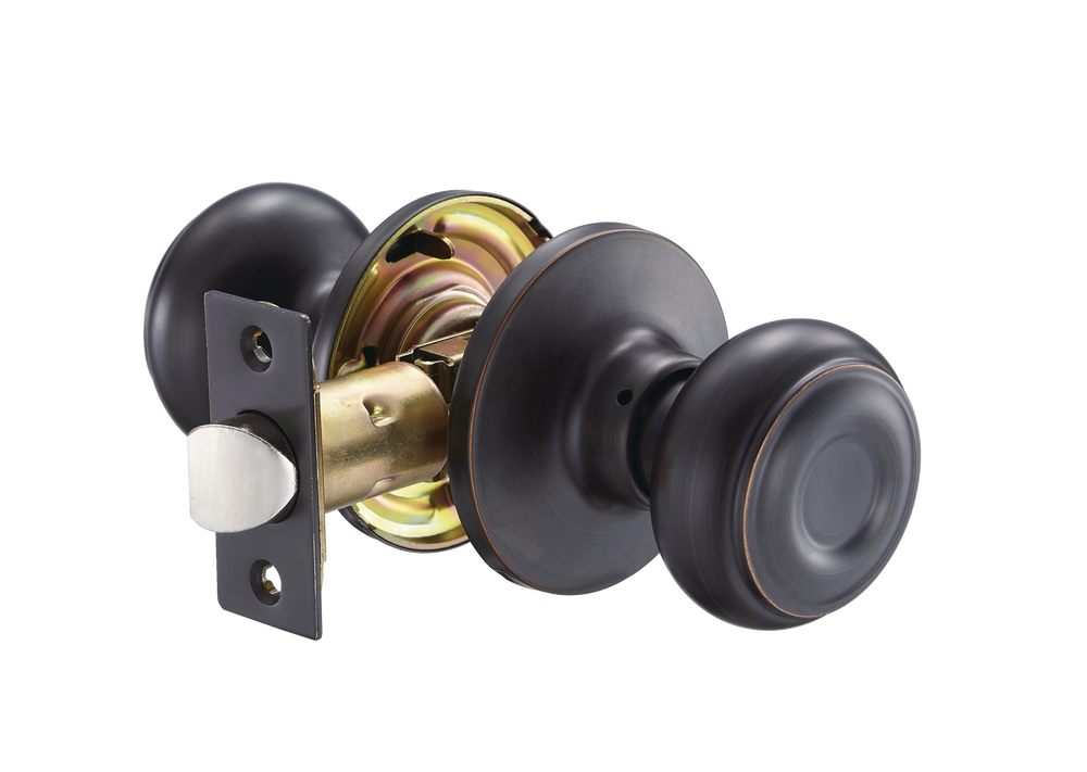 The Milford Passage Set in Bronze Finish with Oval Door Knobs