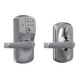Schlage Plymouth Electronic Keypad with Elan Lever, Rated AAA Security, Satin Chrome Front_Three_Fourths_Angled_Right