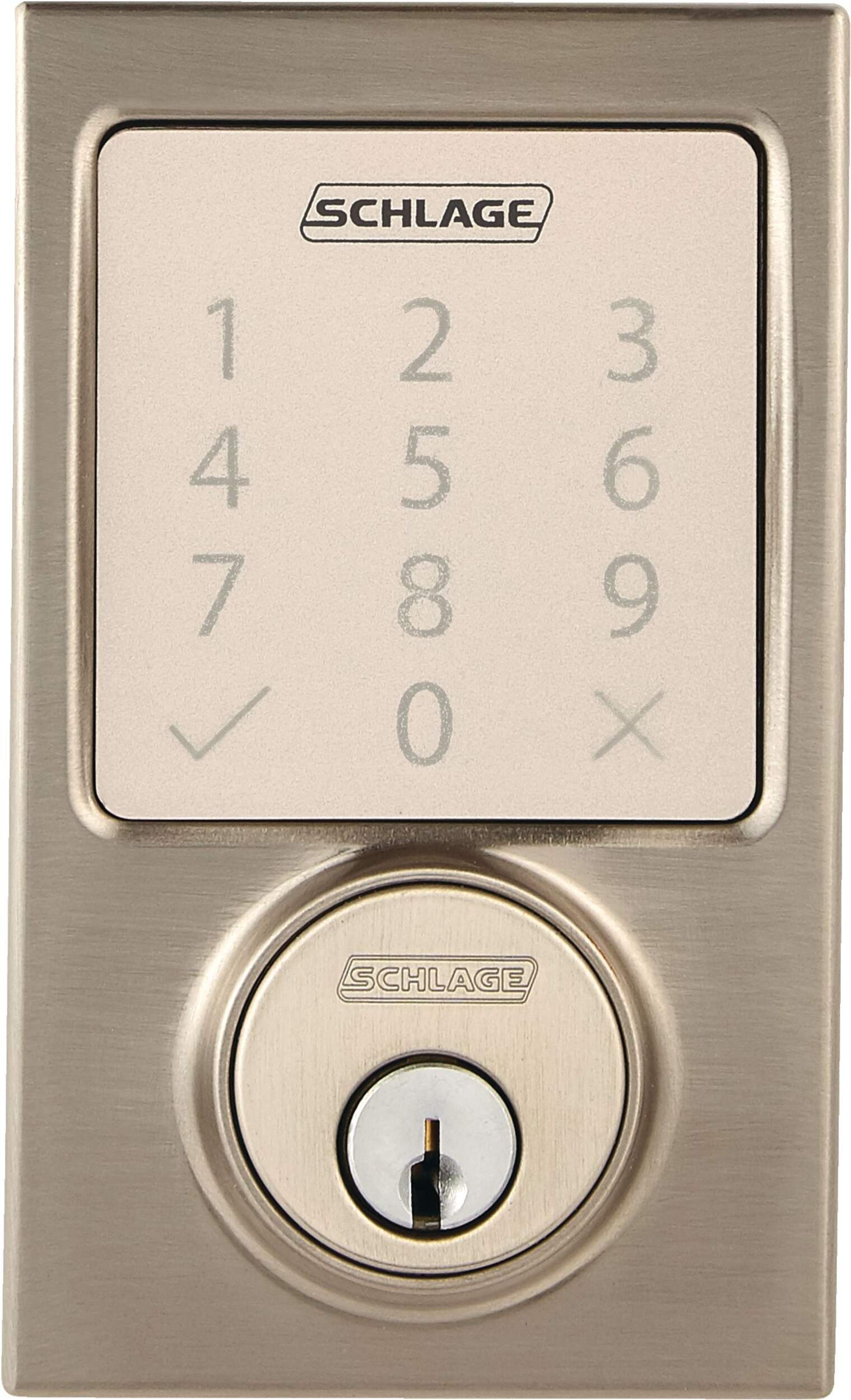 Schlage Sense Century Electronic Smart Touch Screen Keypad Deadbolt Door Lock Satin Nickel 5379