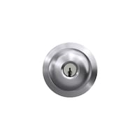 Schlage Plymouth Light Commercial Keyed Entry Door Knob, Lifetime Warranty, Satin Chrome Front_Flat