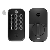 Serrure de porte intelligente Yale YRD420 avec Wi-Fi, pavé tactile, accès par empreintes digitales, noir mat