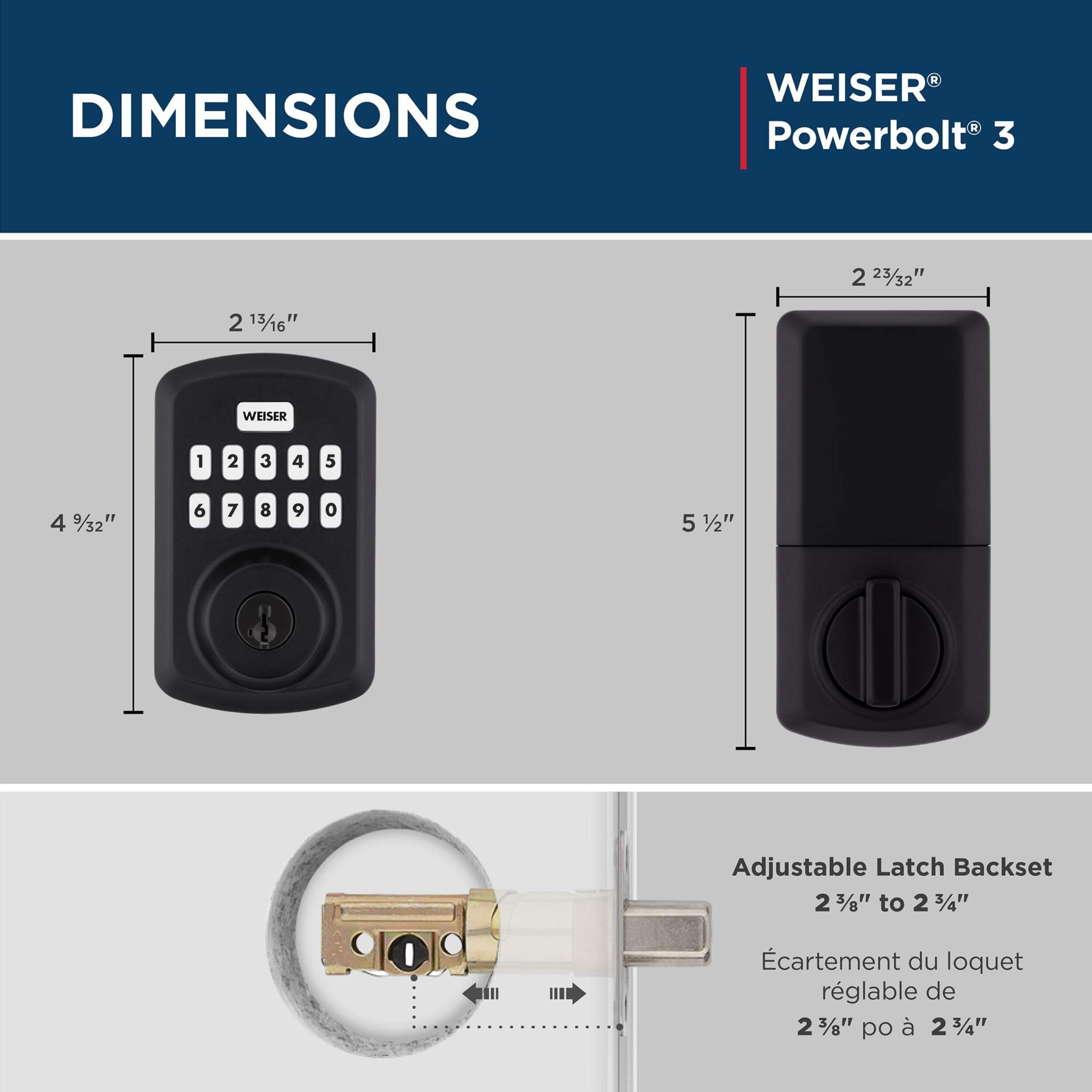 Weiser Powerbolt 3 Electronic Deadbolt Door Lock with SmartKey, Matte ...