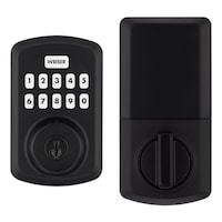 Weiser Powerbolt 3 Keyless Entry Deadbolt Lock, 10-Button Keypad Door Lock with Auto Lock and 12-Month Battery Life, Matte Black Front_Flat