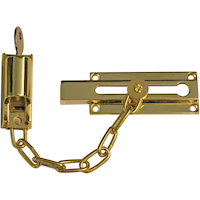 Taymor Keyed Chain Lock Door Latch Guard, Gold