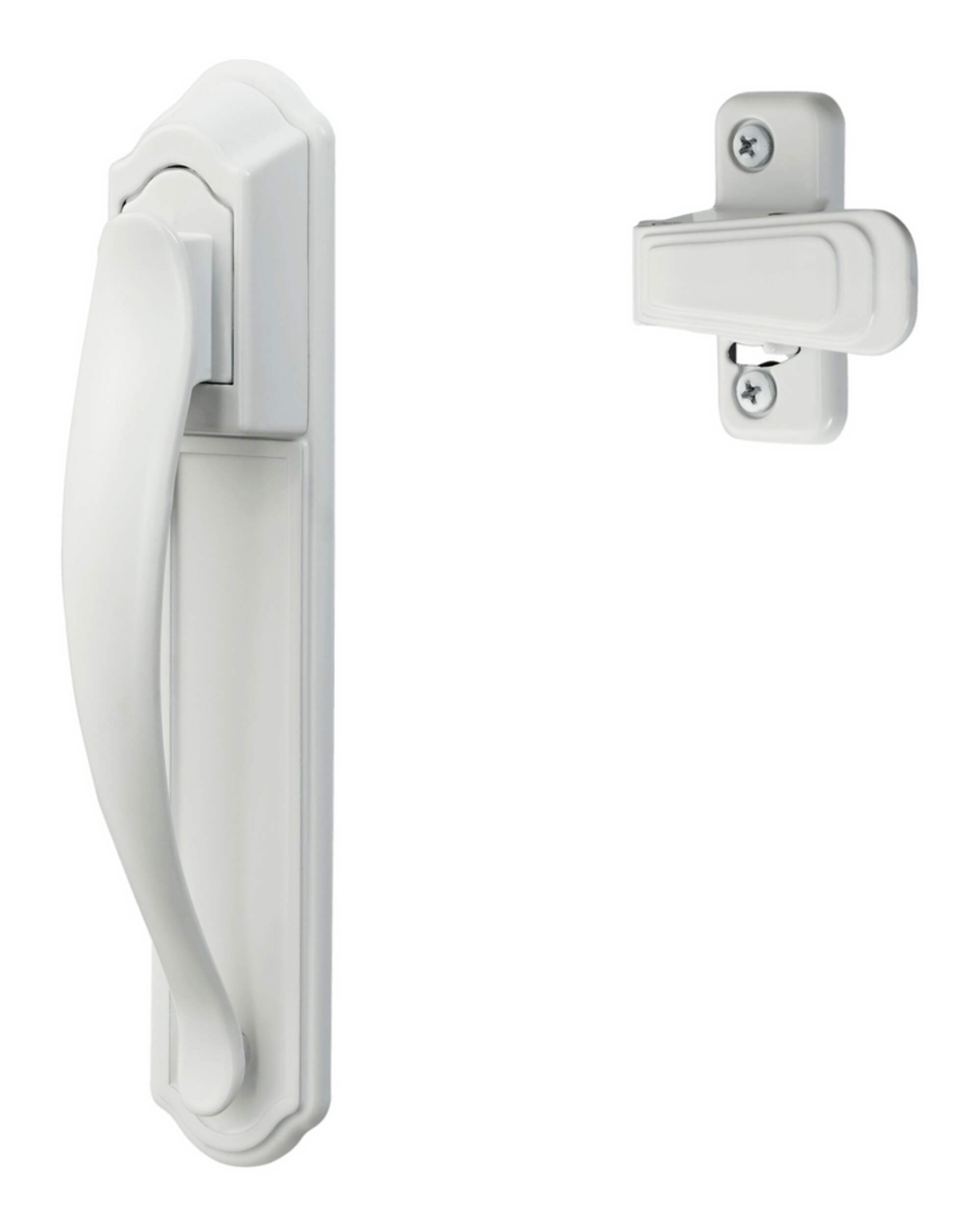 Ideal Security Deluxe Storm Door Pull Handle Set with Back Plate, White Front_Angled_Left