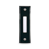 Globe Wired Unlighted Push Doorbell Chime Button, Black Front_Flat