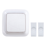 Globe Wireless Battery 85-db 150-ft 3-Tune Doorbell Chime, 2 Push Button, White Front_Flat